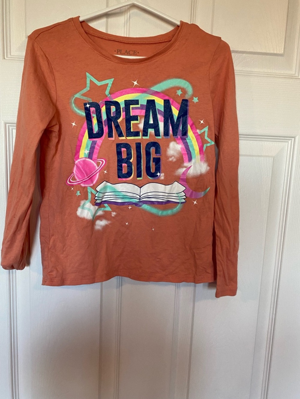 The Children's Place "Dream Big" Rainbow Galaxy Graphic Tee - Size M 7/8